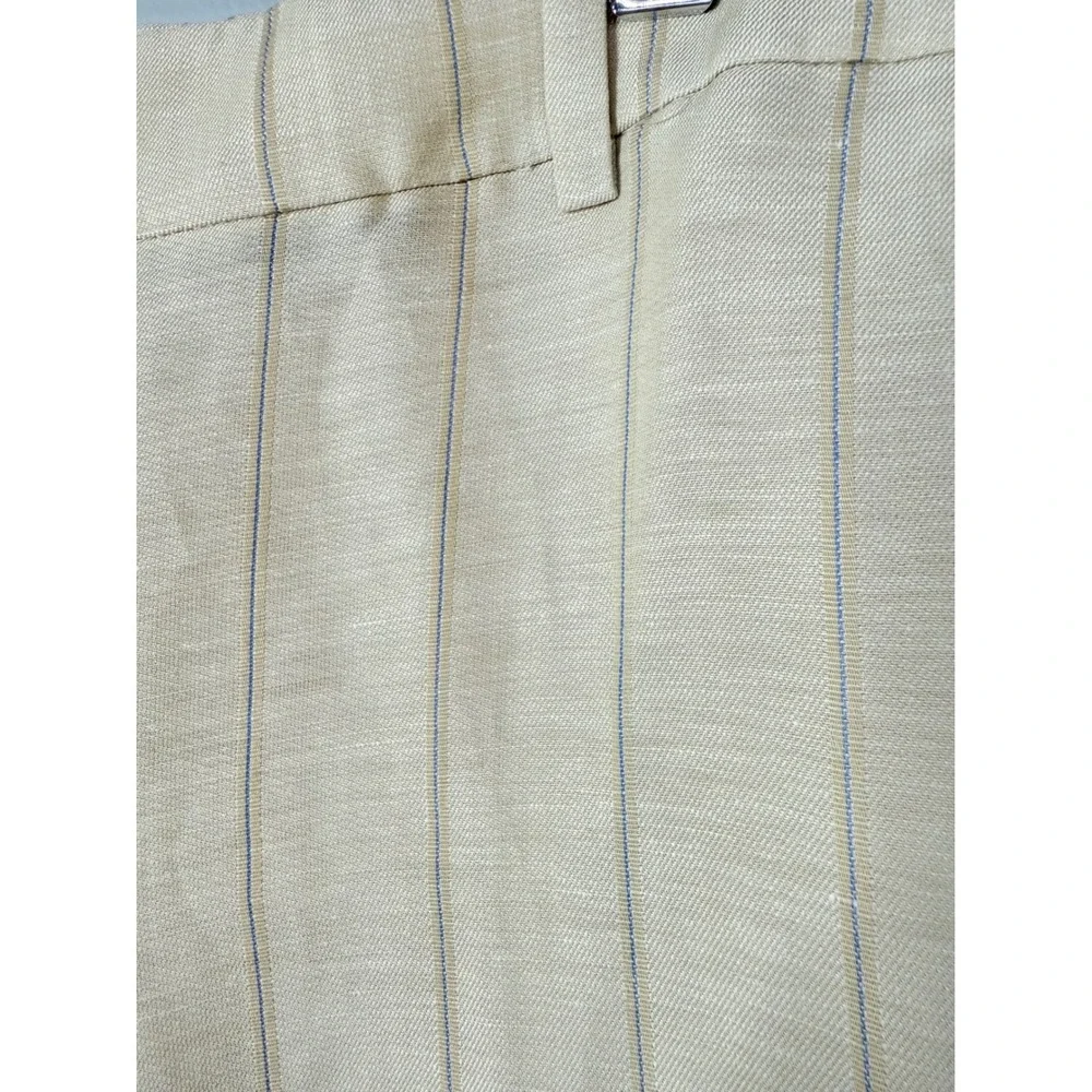 J.Crew Wide-leg‎ trouser in striped linen blend Size 10 Beige Blue Stripe NWT